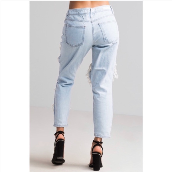Light Distressed Crop Boyfriend Jeans - Picture 4 of 5
